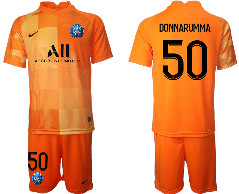 Men 2021-2022 Club Paris St German orange red goalkeeper #50 Soccer Jersey